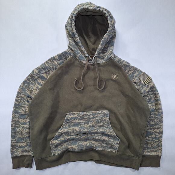 Ariat Other - Ariat Men's Large Military Green Camouflage Patriot Hoodie Fleece Sweatshirt